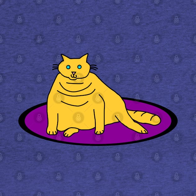 Yellow Chonk Cat on a Rug by ellenhenryart